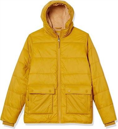 Jaket Puffer Bergaris Sherpa Tahan Air Lengan Panjang Lelaki