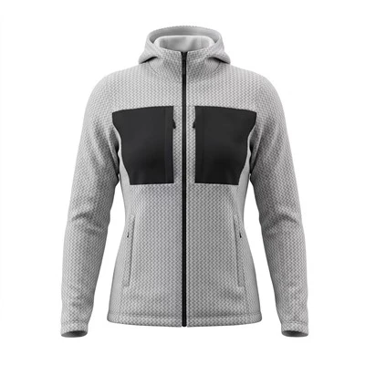 Jaket Lapisan Pertengahan Bertudung Knit Wafel Luar